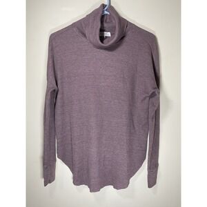 Michael Stars Turtleneck Top Womens XS Purple Waffle Knit Oversized Long‎ Sleeve